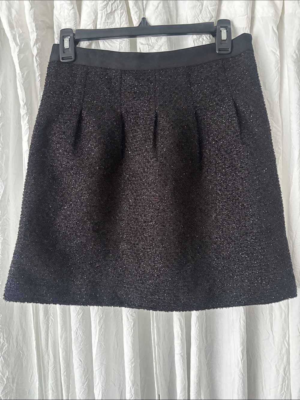 LOFT Black Textured A-Line Skirt